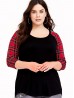 Tartan Plaid Contrast Jersey Knitted Top